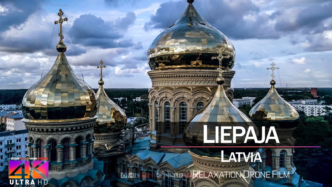 【4K】¼ HOUR DRONE FILM: «Sunset in Liepaja» 🔥🔥🔥 Ultra HD 🎵 Chillout Music (for 2160p Ambient TV)