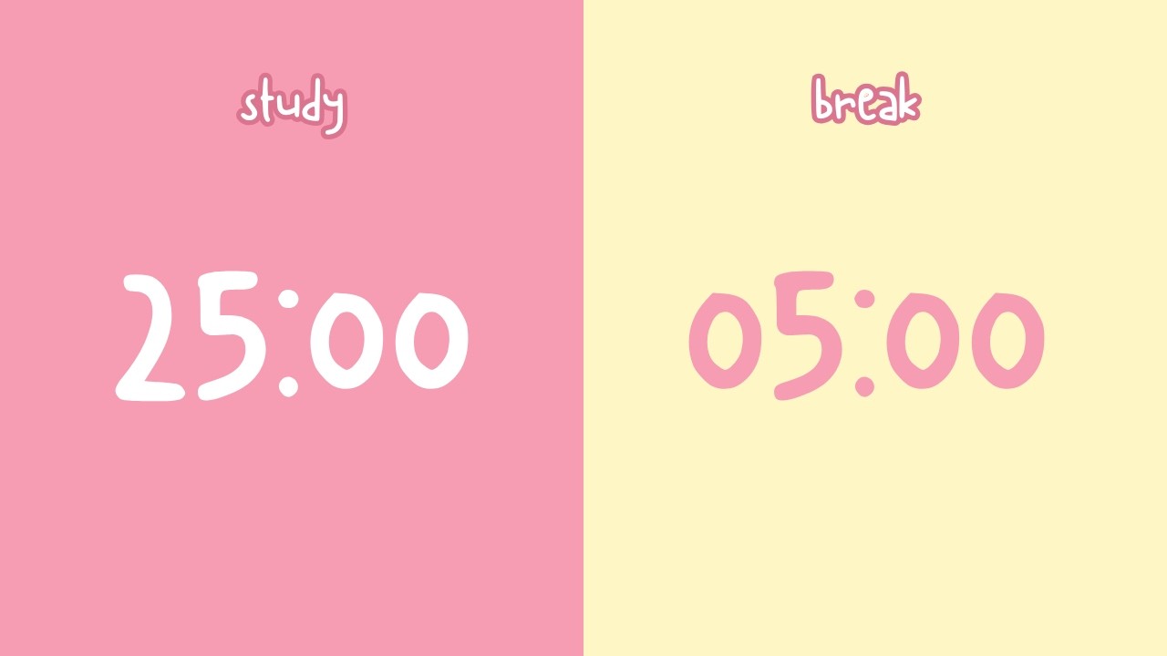 Pomodoro Timer – 1 hour Study with me | 25/5 | No Music | Deep Focus Study Timer