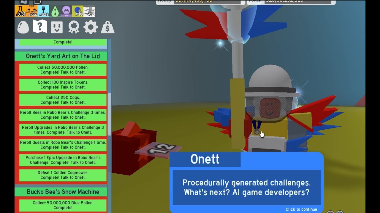 Onett's Quest Rewards | Bee Swarm Simulator