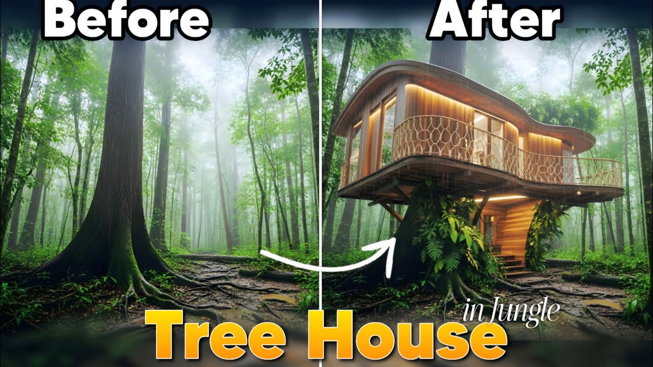 Treehouse in Jungle 🌿 | From Ground to First Floor (Cinematic Ai Build)