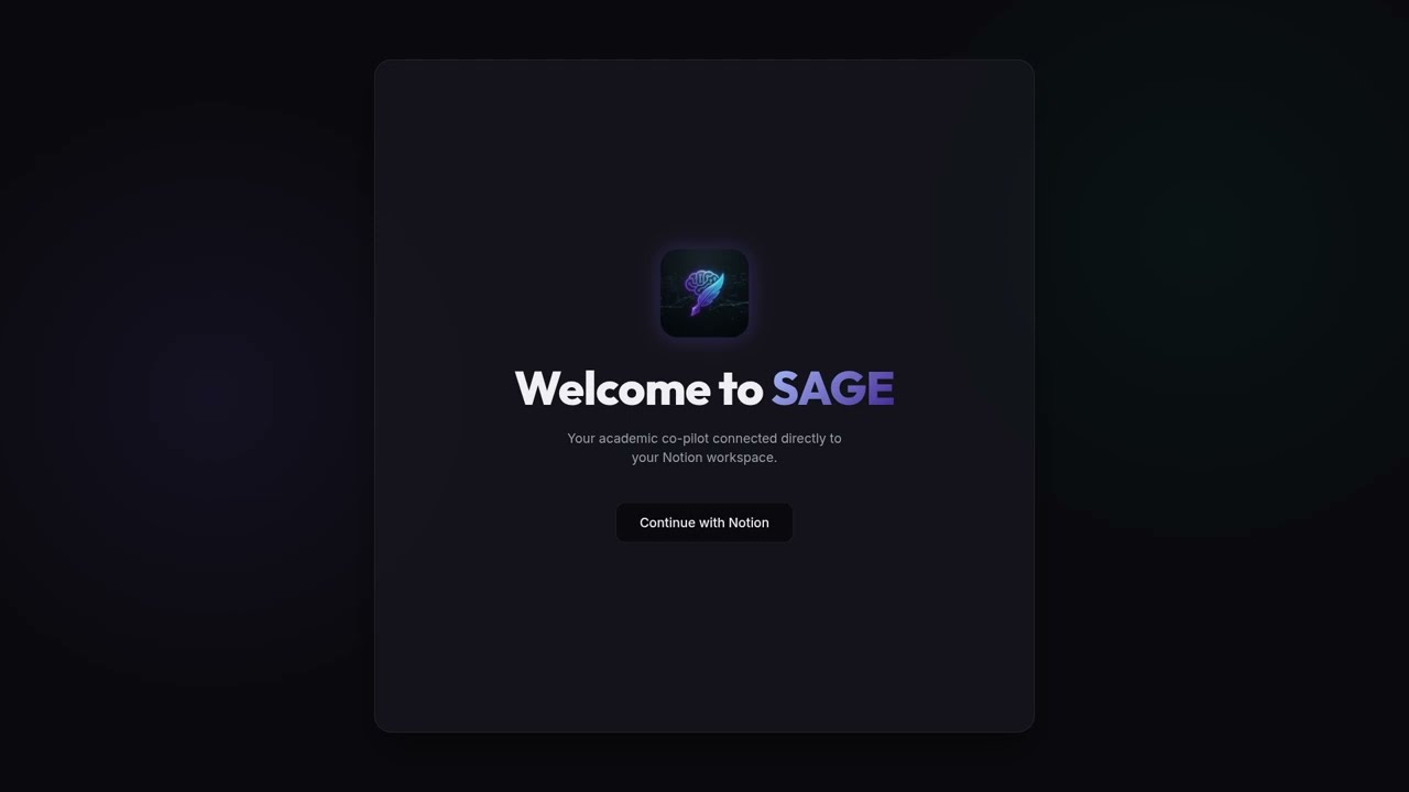 SAGE Demo Video | Notion AI Challenge