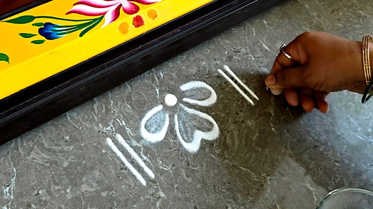 Easy border rangoli designs | Friday rangoli | Simple border muggulu | Daily rangoli designs | Kolam