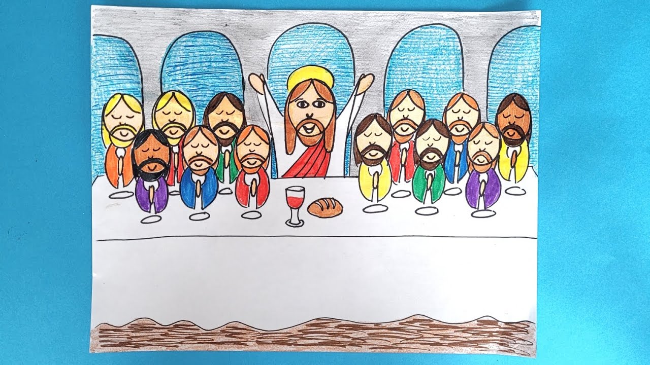 how to draw Jesus at the Last Supper @artmakeslifemeri
