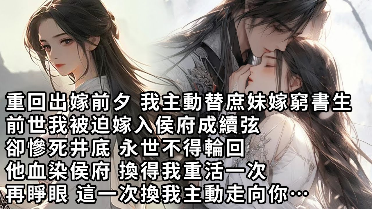 【一口氣看完】重回出嫁前夕 我主動替庶妹嫁窮書生，前世我被迫嫁入侯府成續弦，卻慘死井底 永世不得輪回，他血染侯府 換得我重活一次，再睜眼 這一次換我主動走向你…