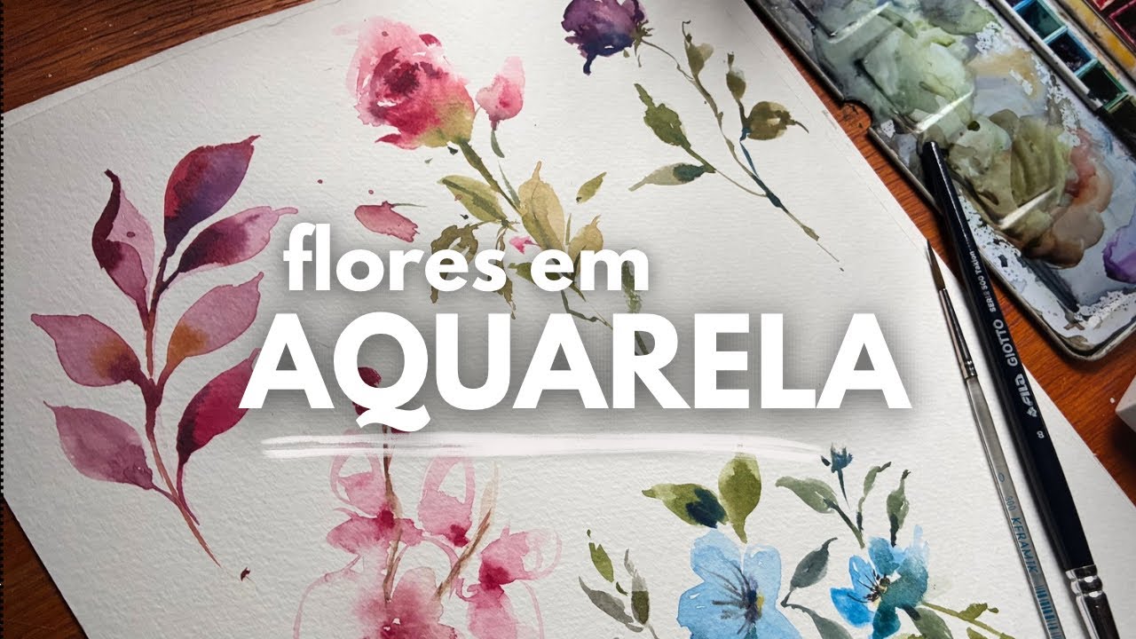 [TUTORIAL] Como PINTAR flores SIMPLES em AQUARELA - Lena Mao 