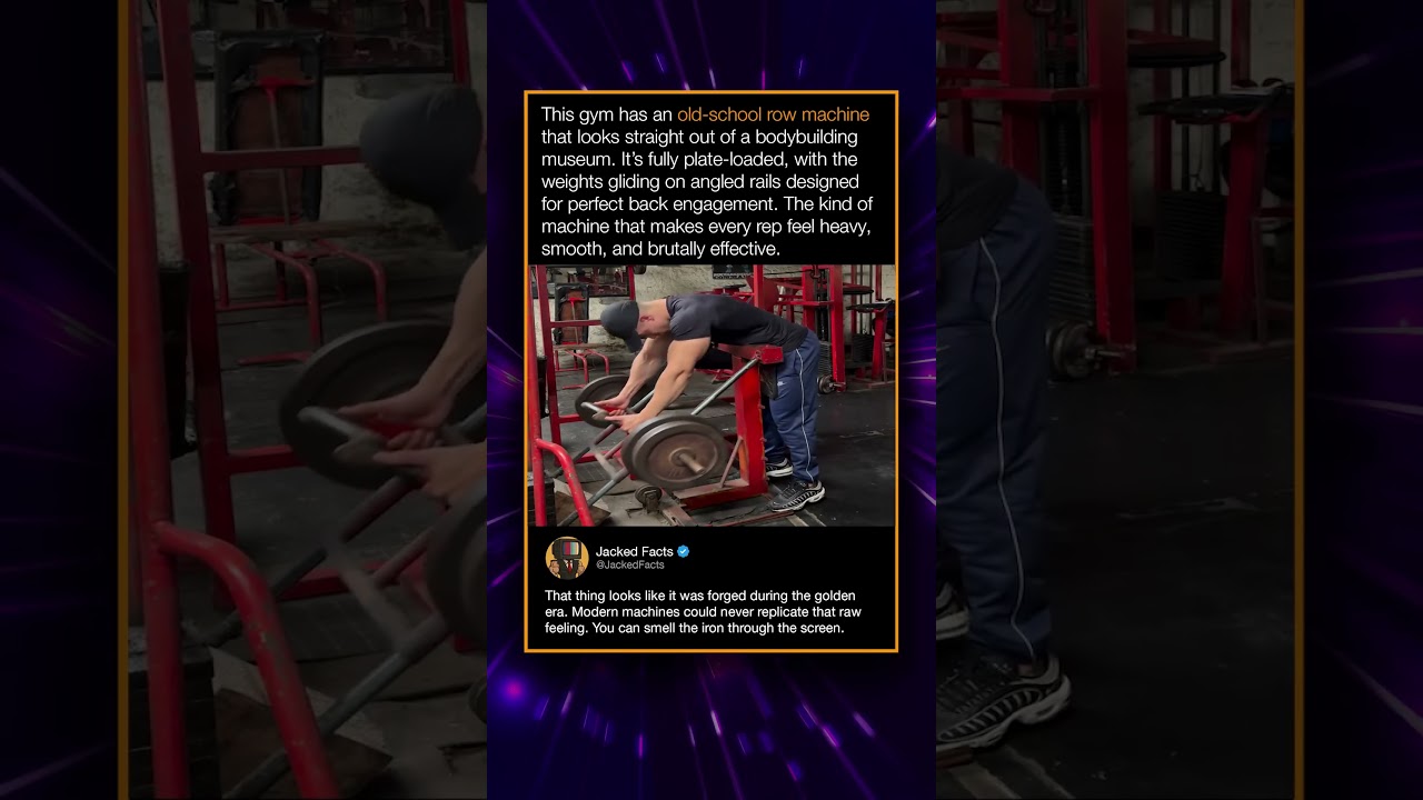 This gym has an old-school row machine that looks straight out of a bodybuilding museum.