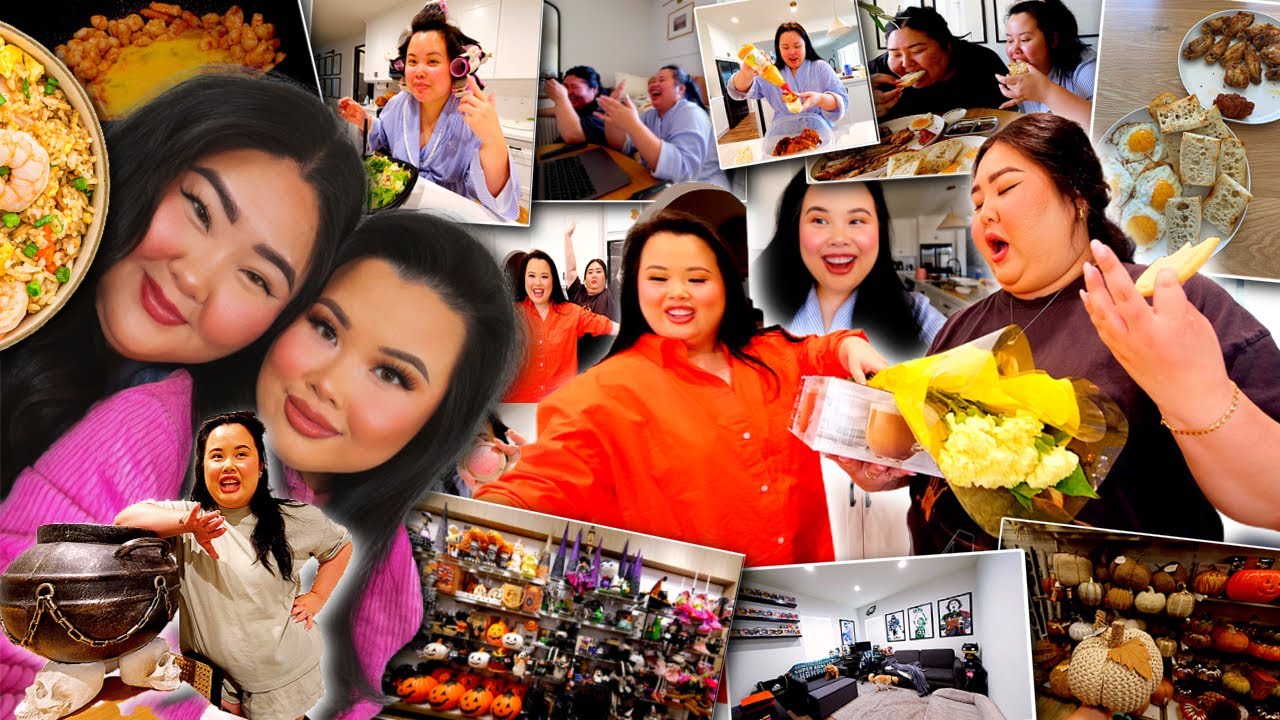 VLOG: weekend without my husband, halloween decor shopping, girl's festivities, office tour, cooking