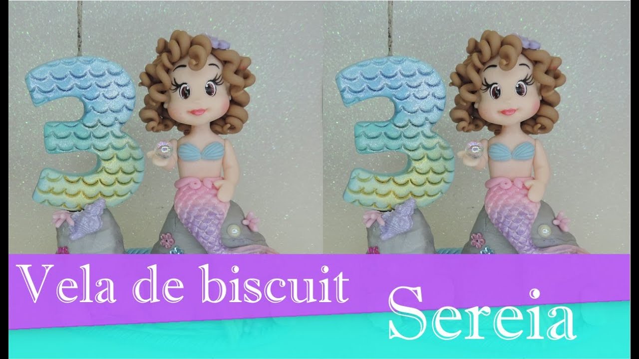 Topo de bolo sereia - Fundo do mar biscuit DIY
