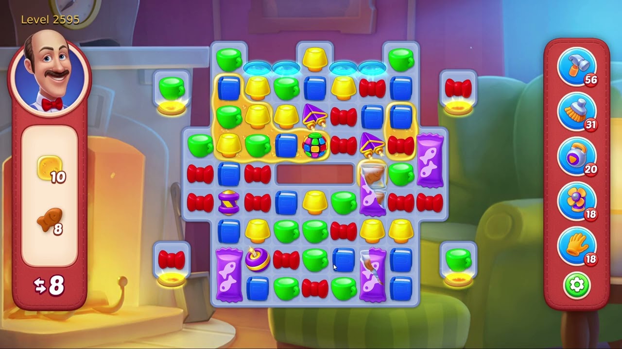 Homescapes Level 2595 - 18 Moves - No Boosters