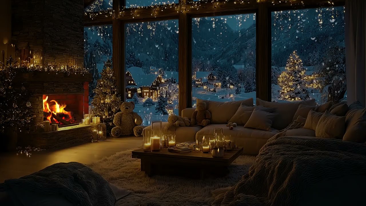 Endless Snow Falling Through A Silent Christmas Night | Calm Dark Winter Ambience