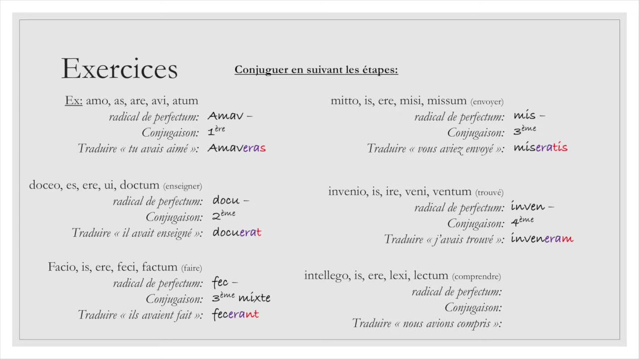 CONJUGAISON LATINE - Le plus que parfait [LEÇON ET EXERCICES !]