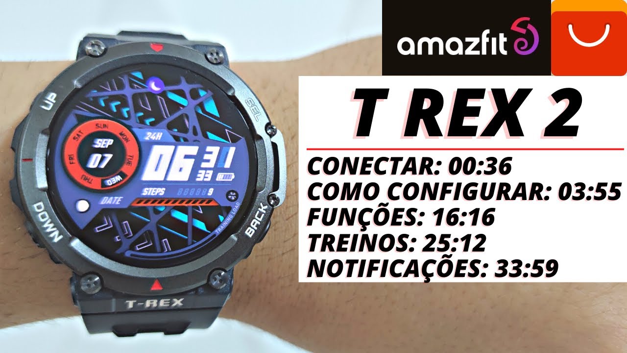 Como CONFIGURAR T REX 2 - TUTORIAL COMPLETO e funções em Português do Smartwatch da Amazfit