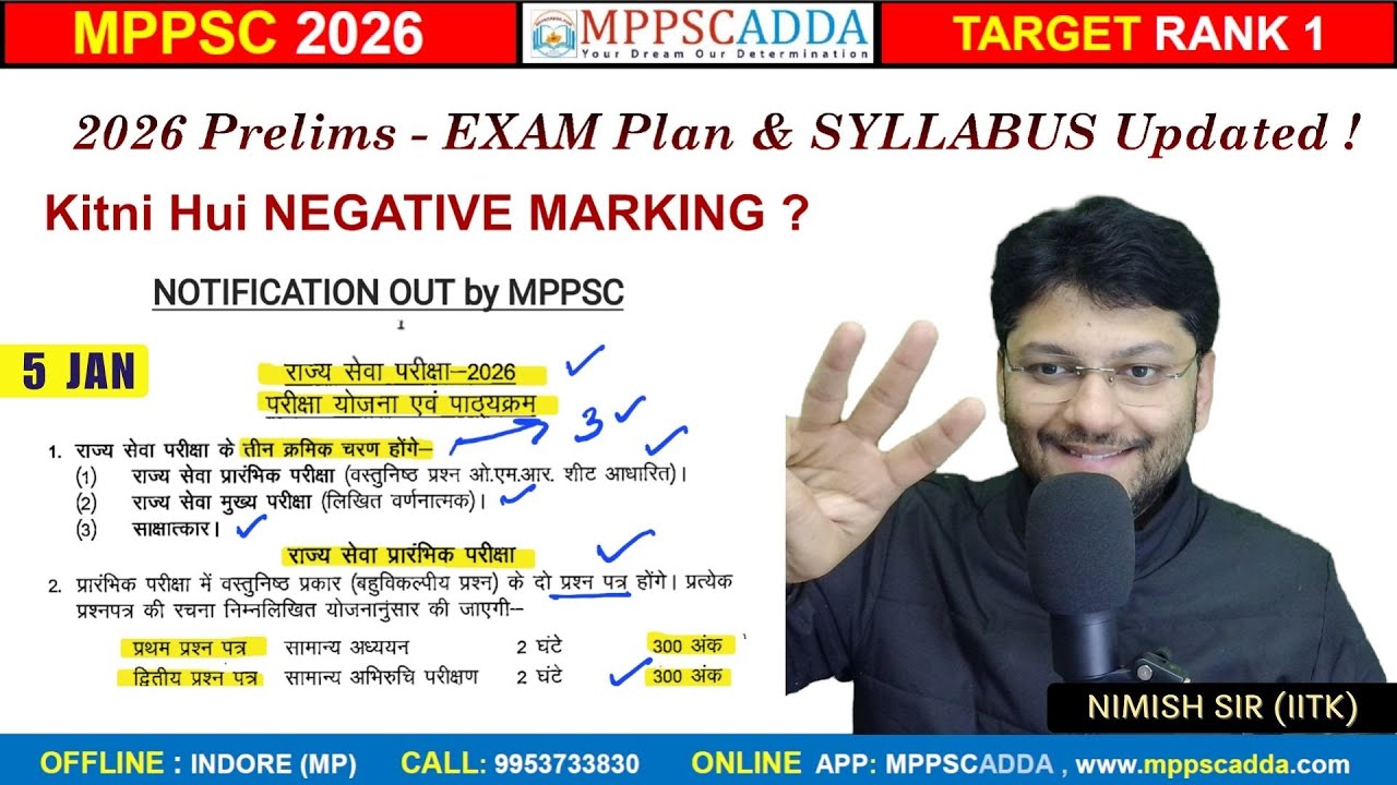 MPPSC ne kitni ki NEGATIVE MARKING ? Updated Exam Pattern and Syllabus 2026 #mppsc2026  #mppscadda