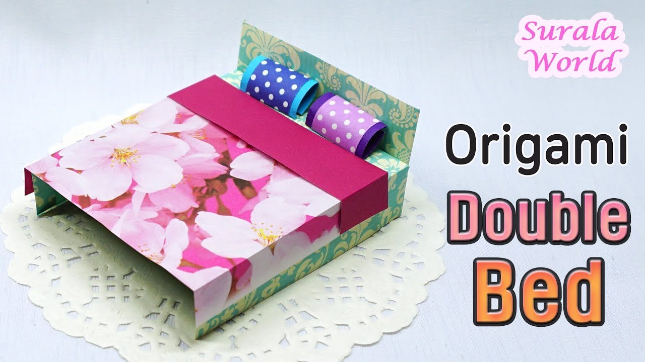 Оригами : двуспа́льная крова́ть, одеяло, подушка