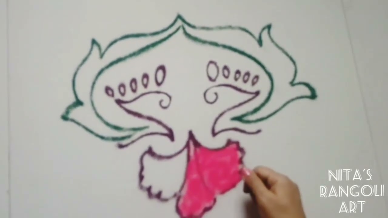 लक्ष्मीच्या पाऊलांची सुंदर रांगोळी भाग - ३ | Easy Lakshmi Foot Rangoli Design Part -3