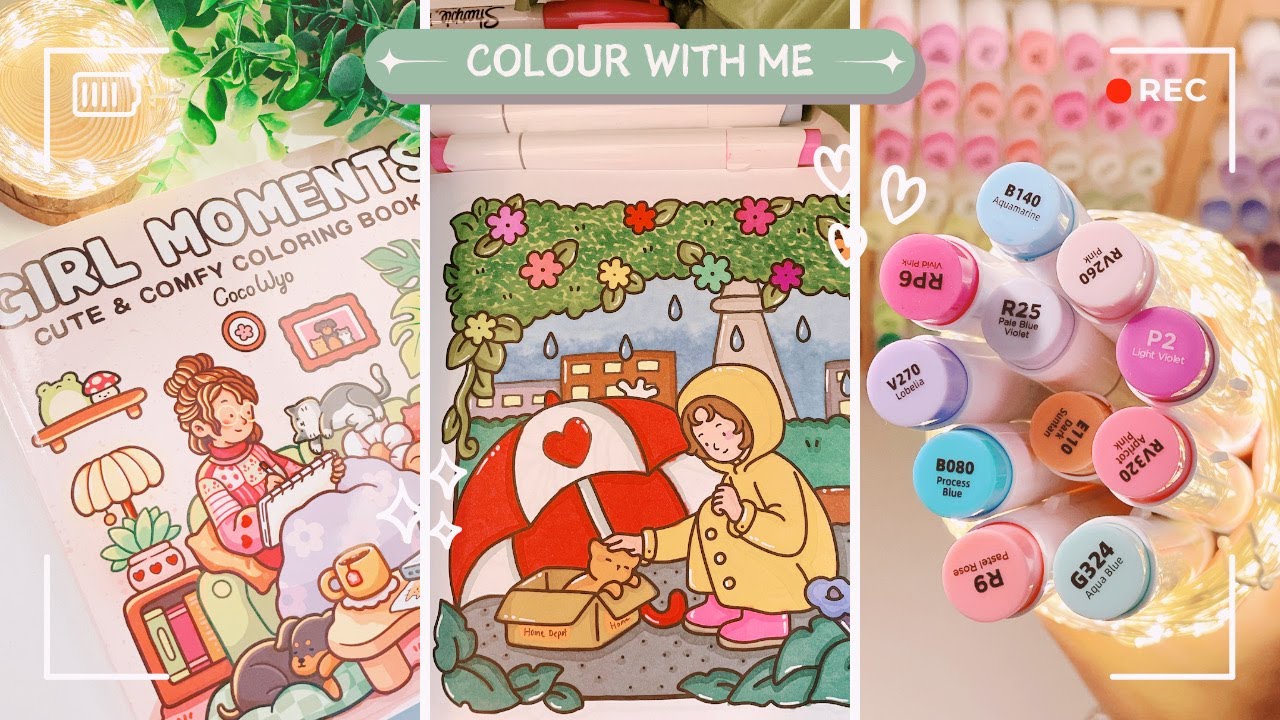 Color with Me: Rainy Days | Coco Wyo Coloring Book | Ohuhu Markers +more | ASMR Colouring Video 🎧