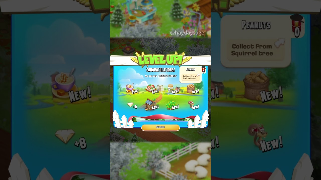 LEVEL UP TO 62! SQUIRRELS UNLOCKED! 🐿️ #hayday #haydaylevelup #haydayfarm #haydaysage