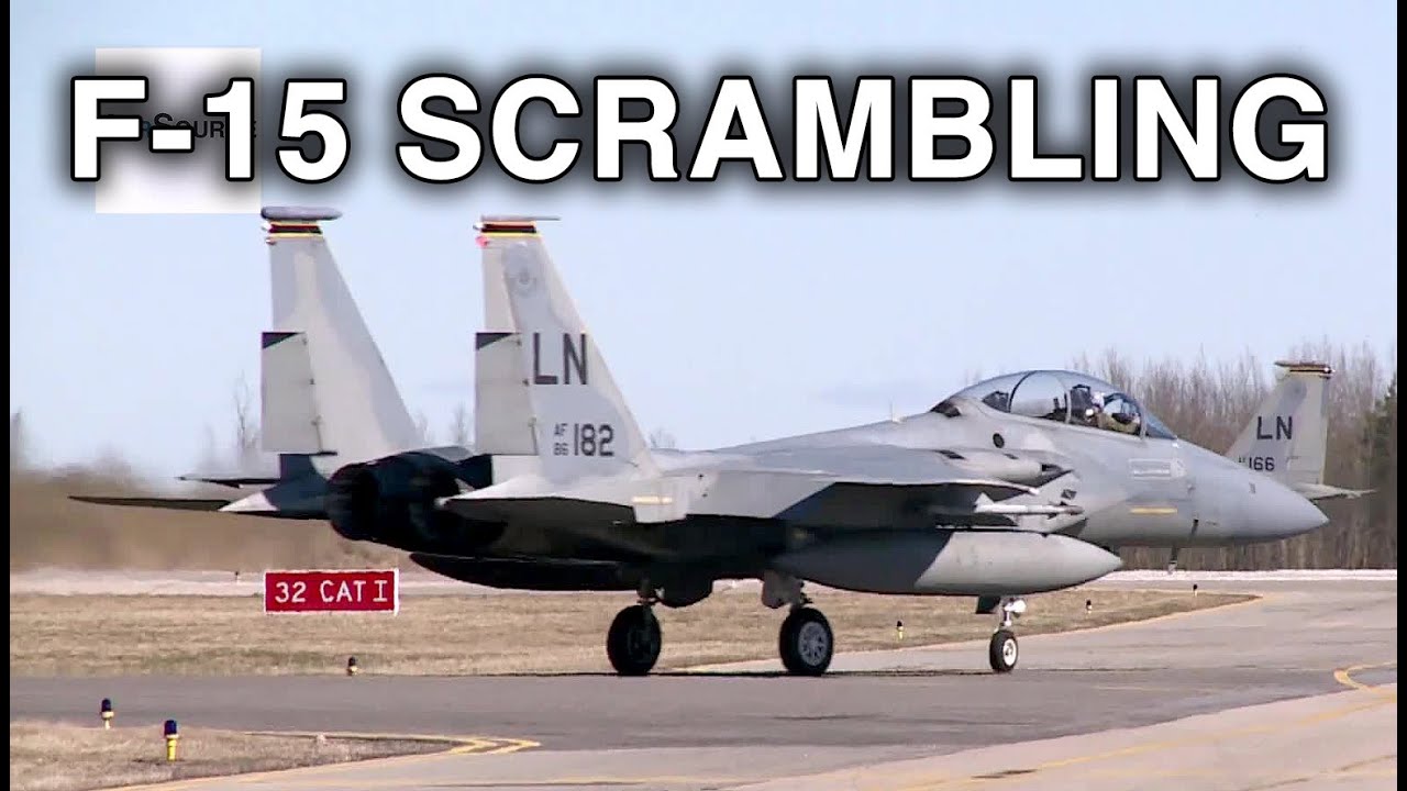 F-15C Pilots Scrambling, Take-off, Vertical Climb.