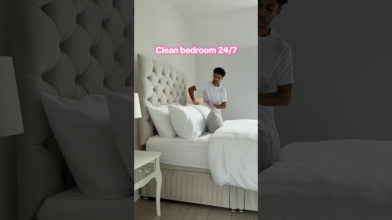 How to have a clean bedroom 24/7 🩷 #cleantok #cleaningenthusiast #cleaningtips