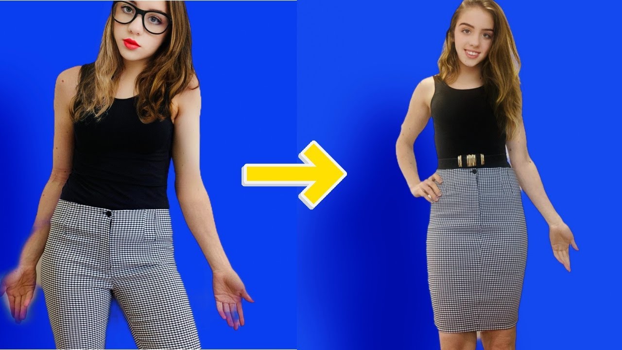 HOW TO TURN YOUR PANTS INTO A SKIRT , SUPER EASY IDEAS TRANSFORMATION BY deni collection