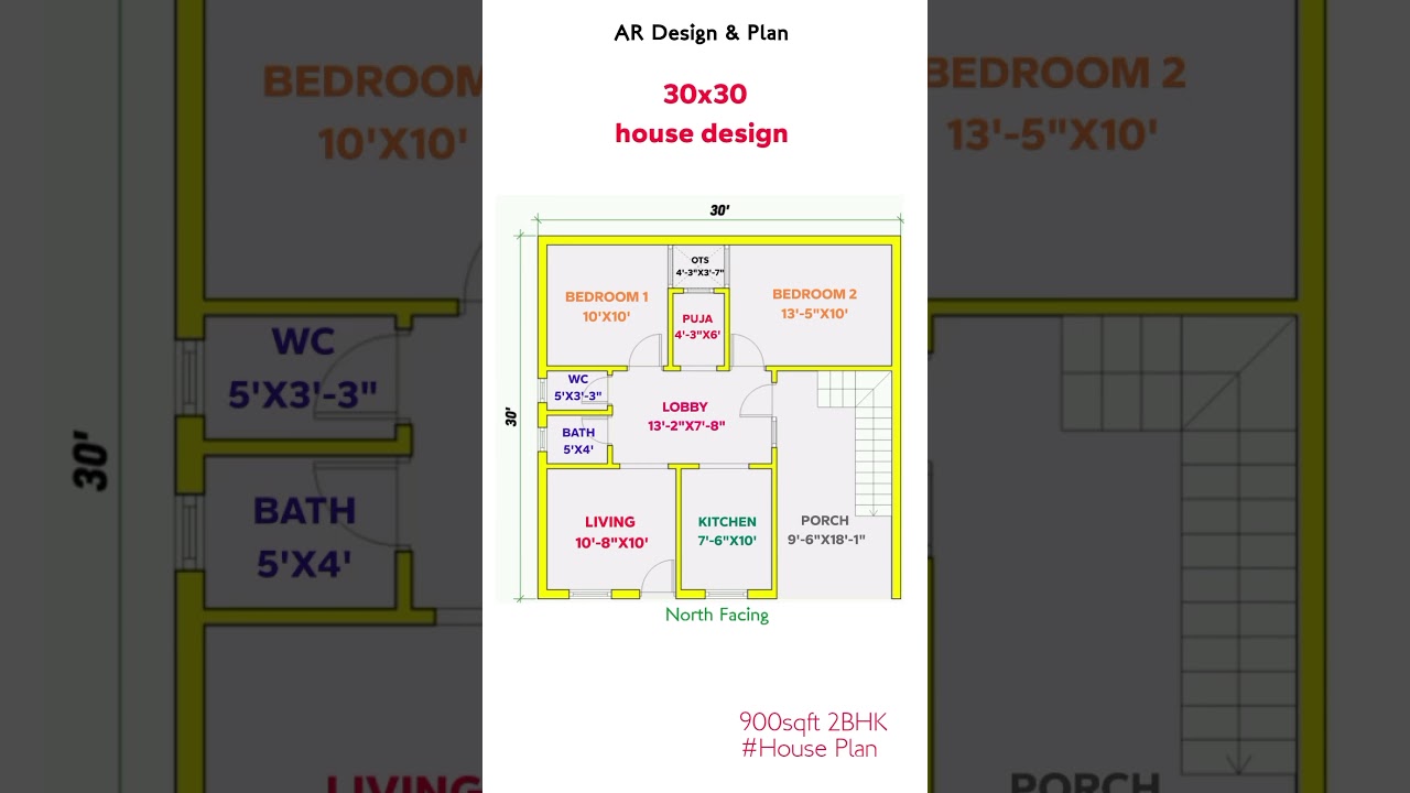 30x30 House Plan North Facing #20x45 #housedesign #home #20x40 #homedesign
