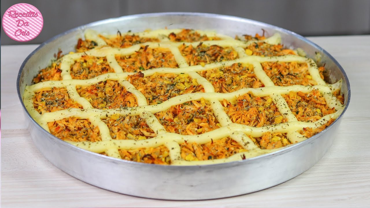 TORTA PIZZA DE LIQUIDIFICADOR DE FRANGO COM CATUPIRY | RECEITAS DA CRIS