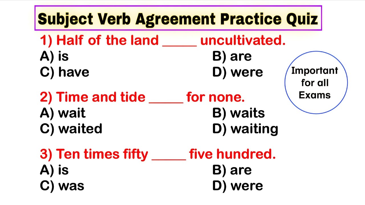 #SubjectVerbAgreement #GrammarQuiz #EnglishForSSC#tgtpgtexam #ltgrade #classesforeveryone 