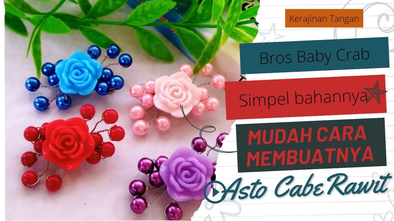 tutorial membuat bros mutiara sintetis|  bros cantik || bros baby crab||bros terupdate bulan ini||