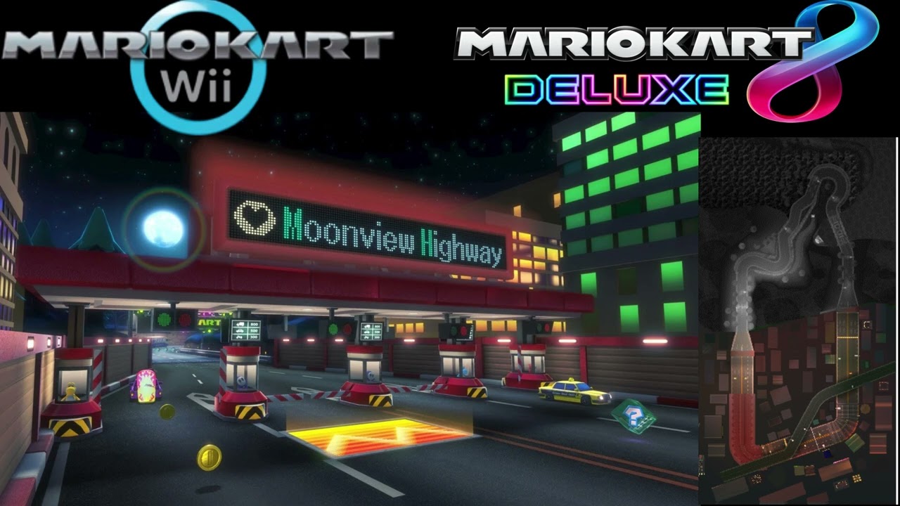 Wii Moonview Highway (City) Mashup EXTENDED Mario Kart 8 Deluxe