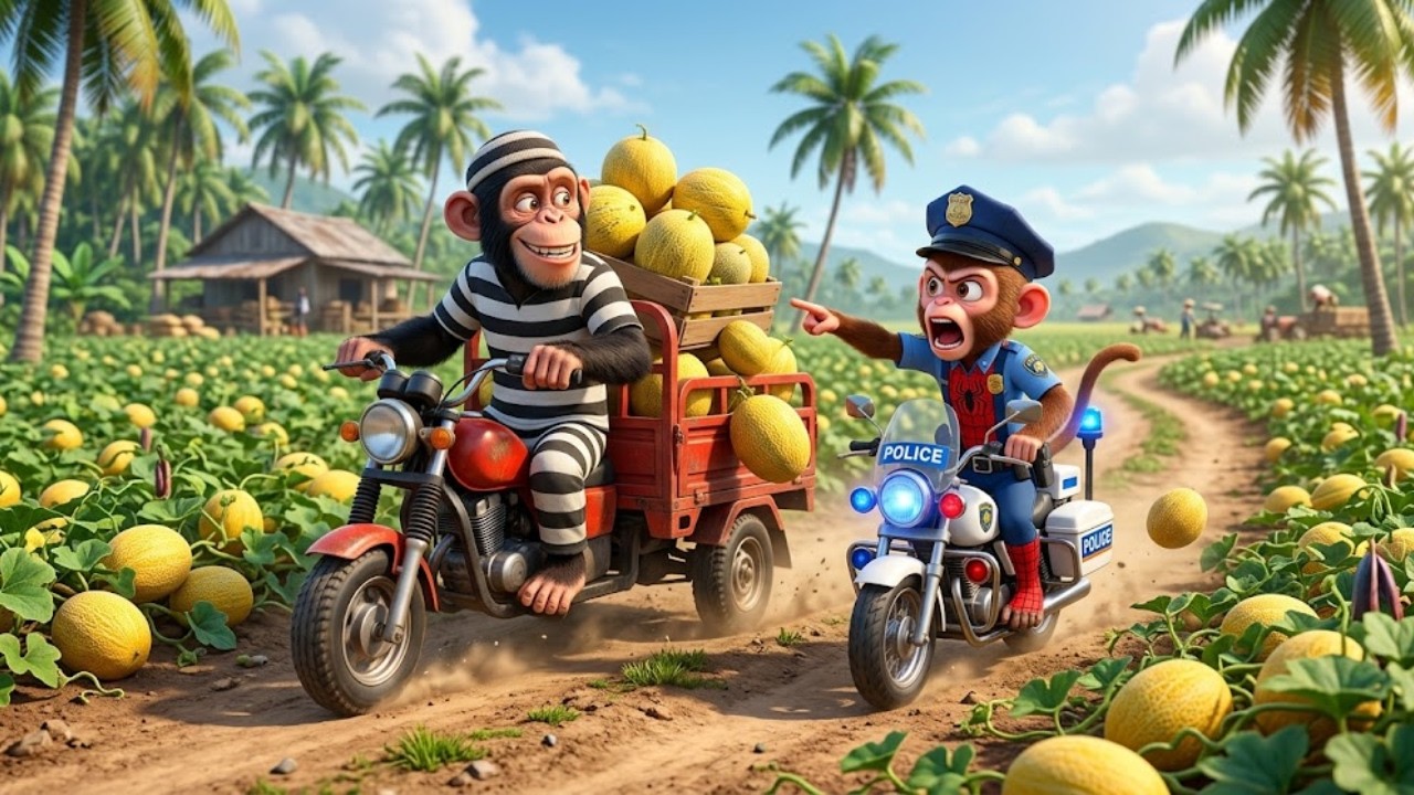 Monkey TiTi Melon Harvest Turns Into CHAOS! He Spots a Farm Thief and Starts a Wild Chase!!