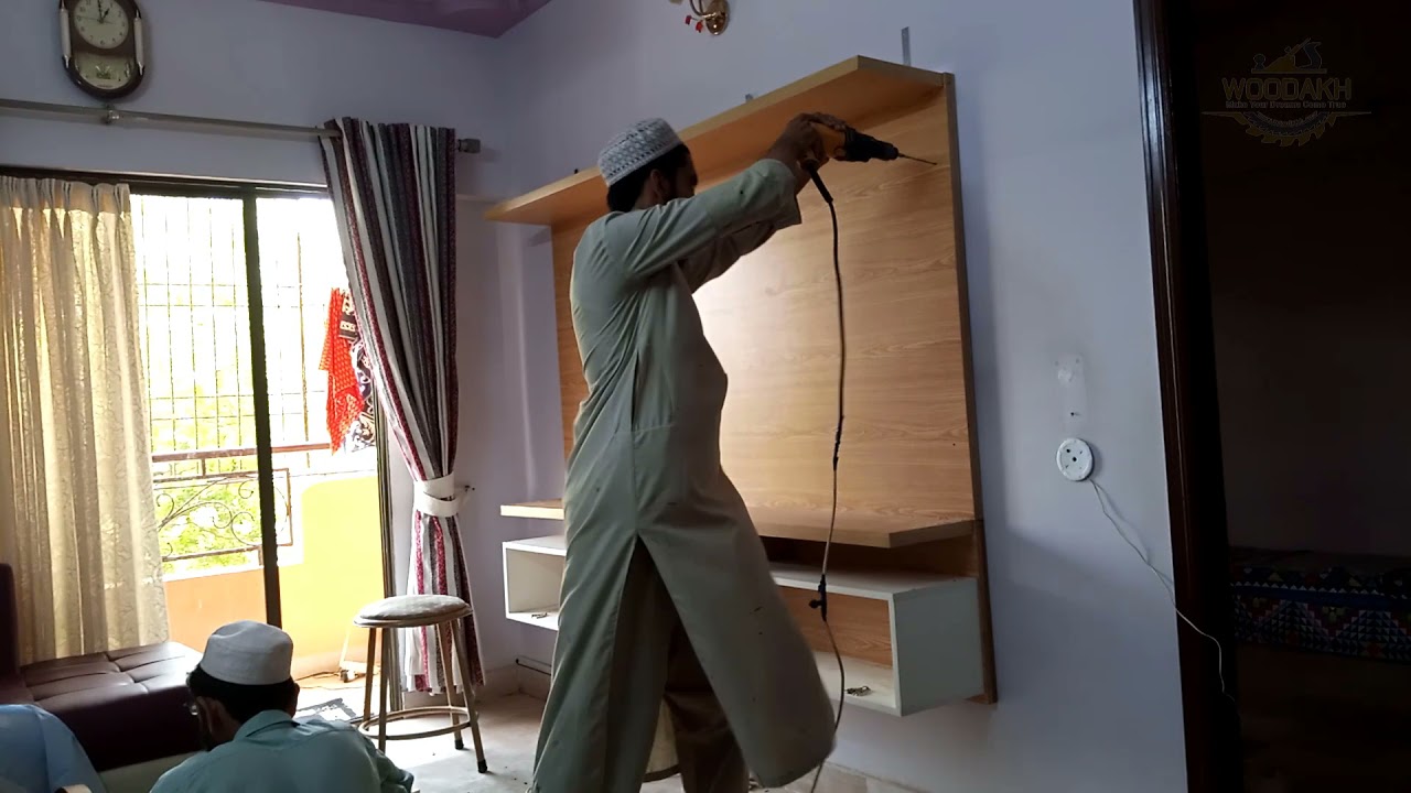 How to install the TV unit on the wall | new modern design | wood work