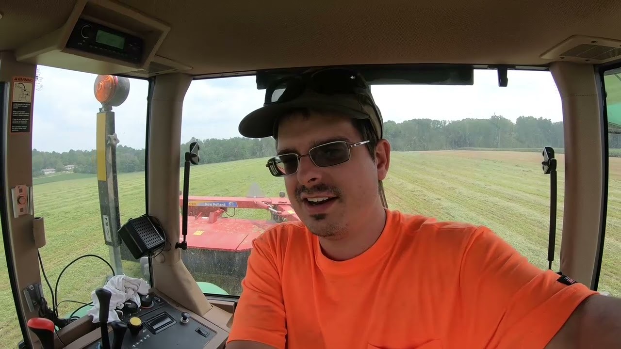 newholland H7230discbine and new holland 3417 tedder working in 2nd cutting hay