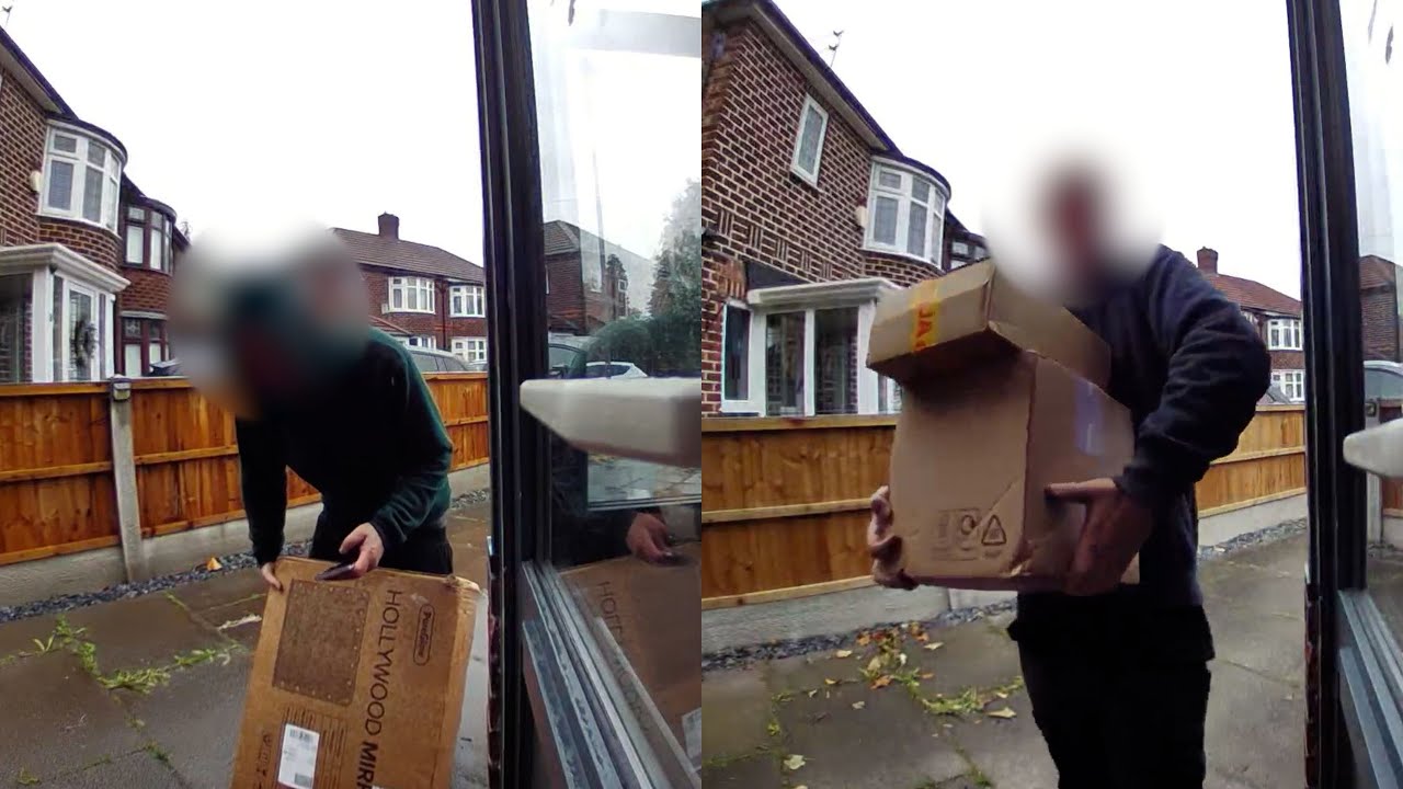 Moment Evri driver hurls glassware parcels into porch and shouts at dogs and owners | SWNS