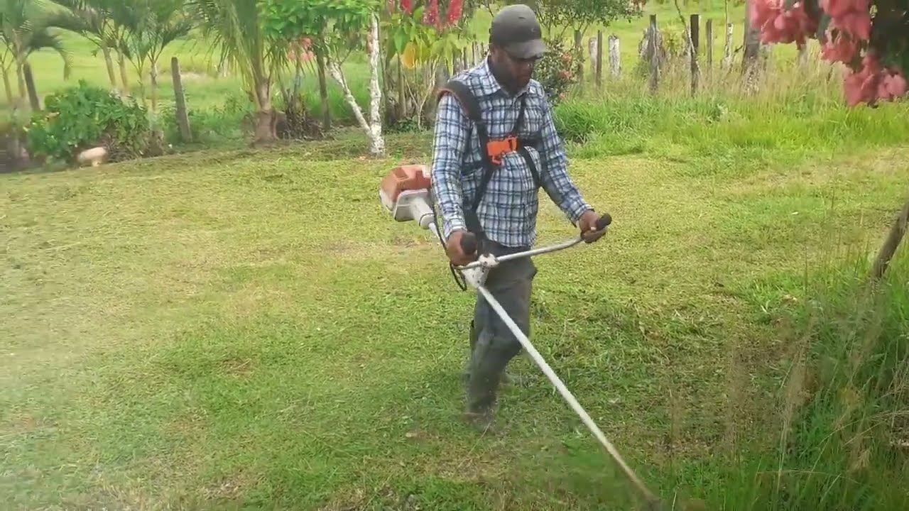 trabalhando com a roçadeira stihl fs 220