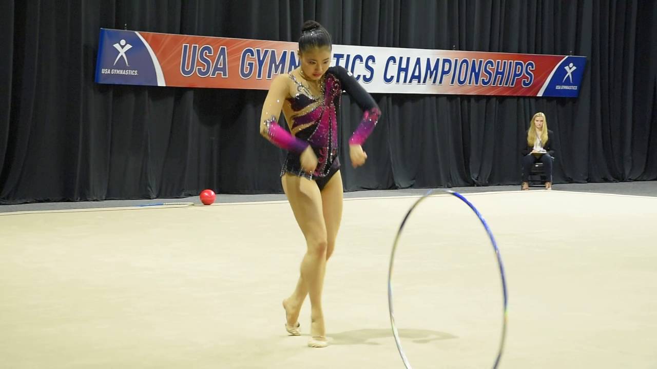 16-year-old Elena Shinohara Hoop at 2016 US National Championships 新体操高校生