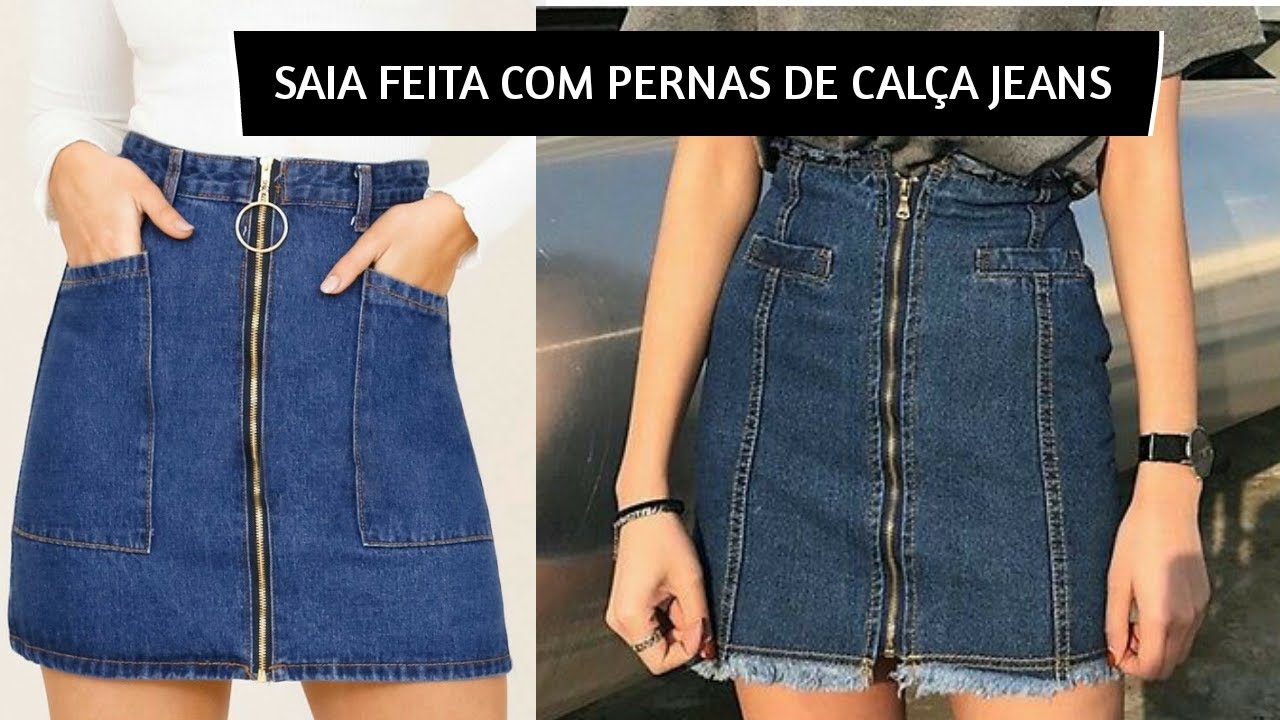 COMO TRANSFORMAR PERNAS DE CALÇA JEANS EM SAIA #2 Suzamusa