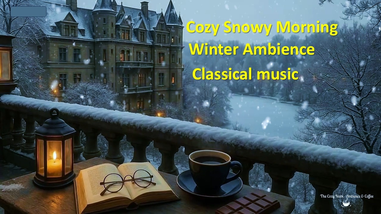 Cozy Snowy Morning in a European Castle Balcony ⛄📖 | Winter Ambience + Classical Music