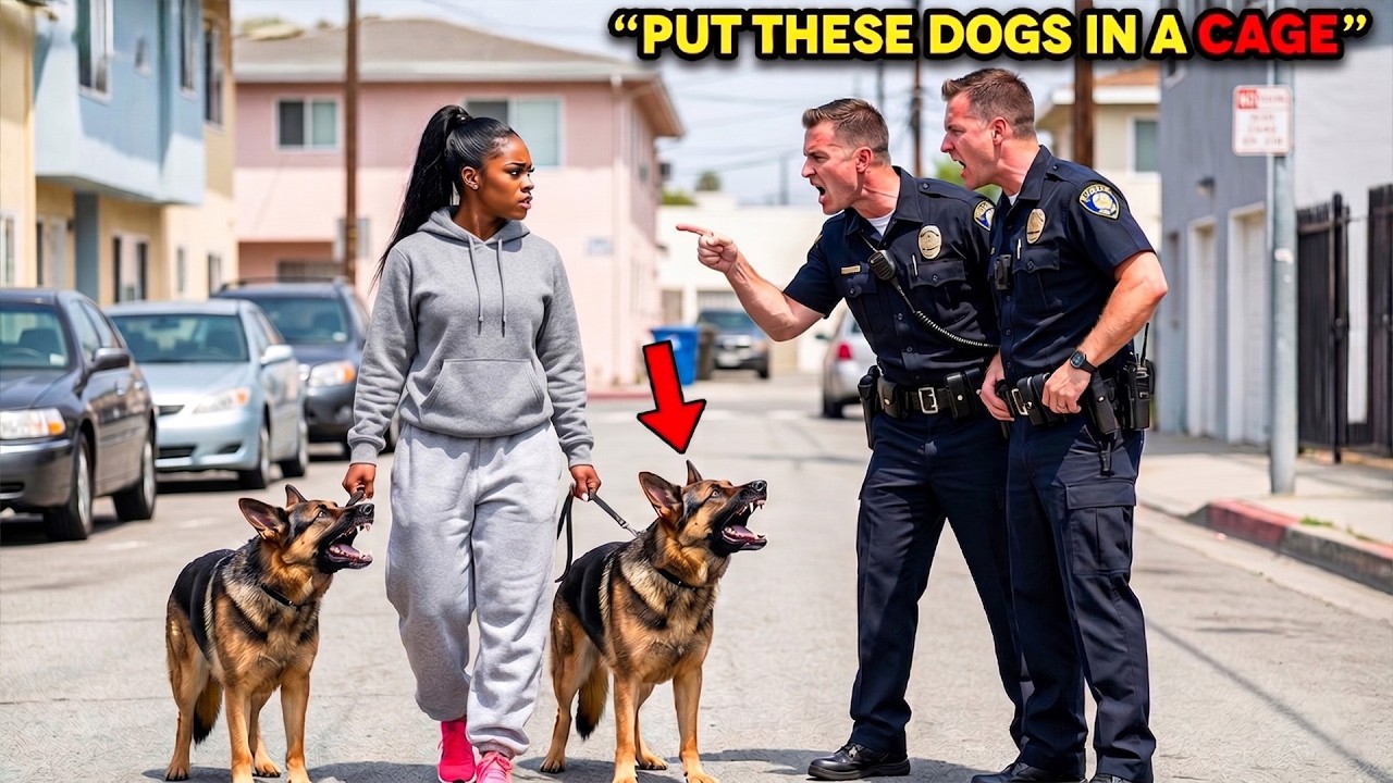 Cops Corner Black Woman—Freeze When Her Military Dogs Rush to Her Side
