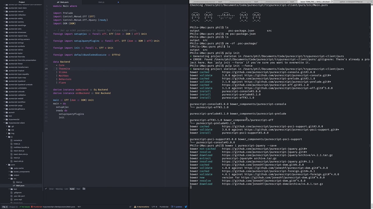 Porting Try PureScript to PureScript, Part 1