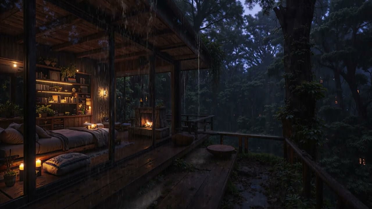 8 Hours Night Rain in the Woods 🌿 Let Go, Breathe Slow & Sleep Deeply