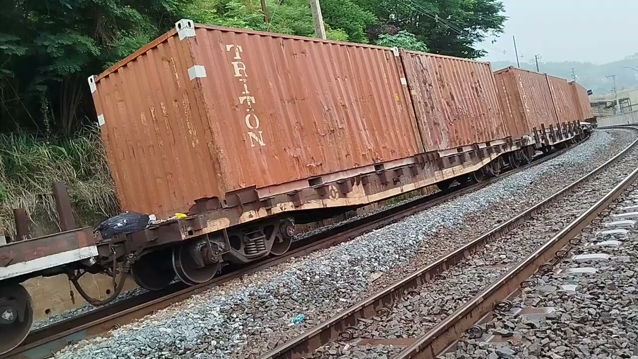 Cargueirinho Curto Parando par a Troca dos Maquinistas e Arrancando em Seguida. Passa um Bichinho.