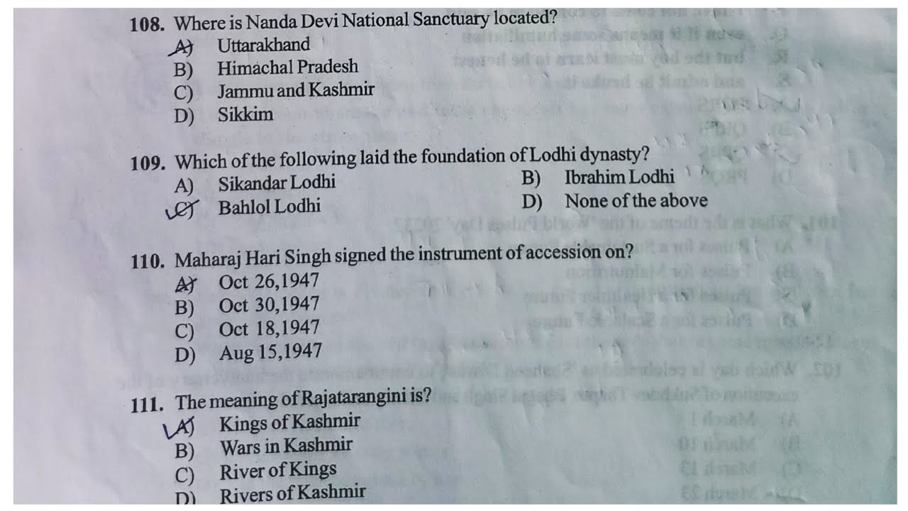 Previous Question Paper || By Jkssb  || GK Section
