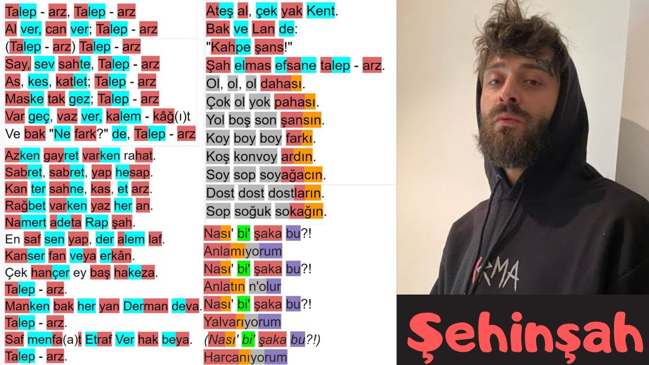 ŞEHİNŞAH TALEP ARZ 1.VERSE KAFİYE ŞEMASI