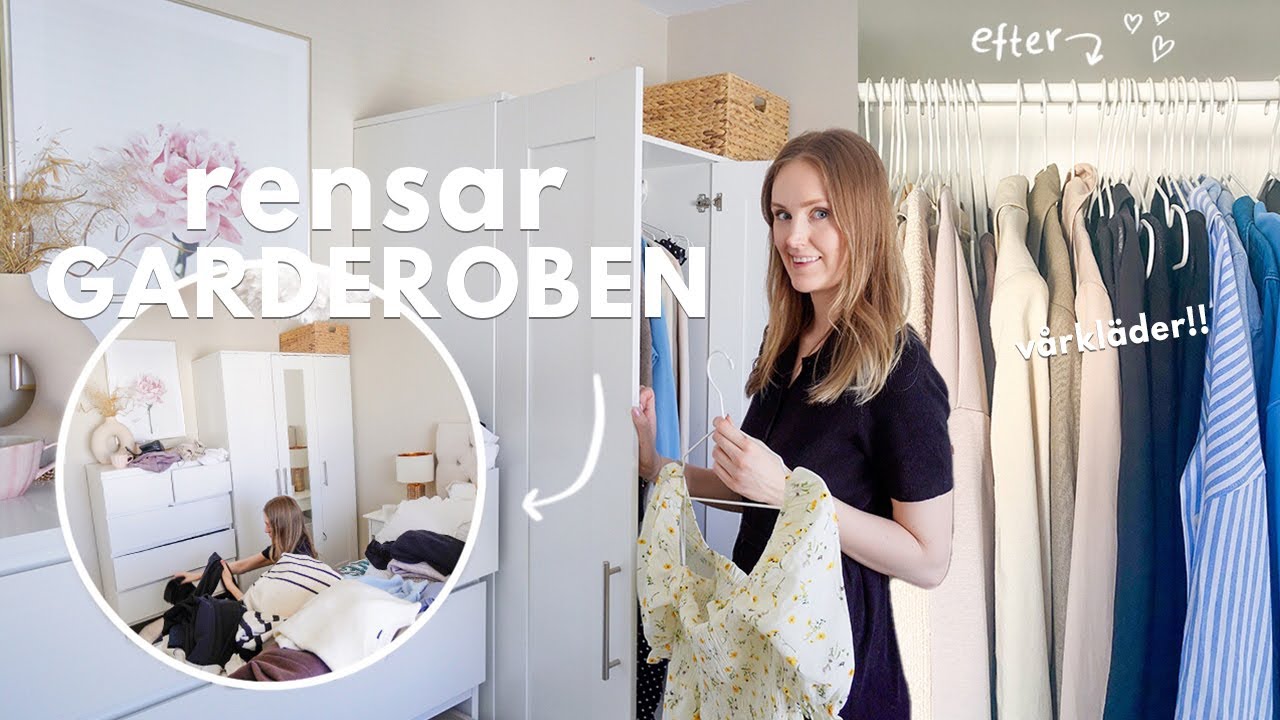 Rensar min GARDEROB!! flyttar in vår och sommarkläder 🌻