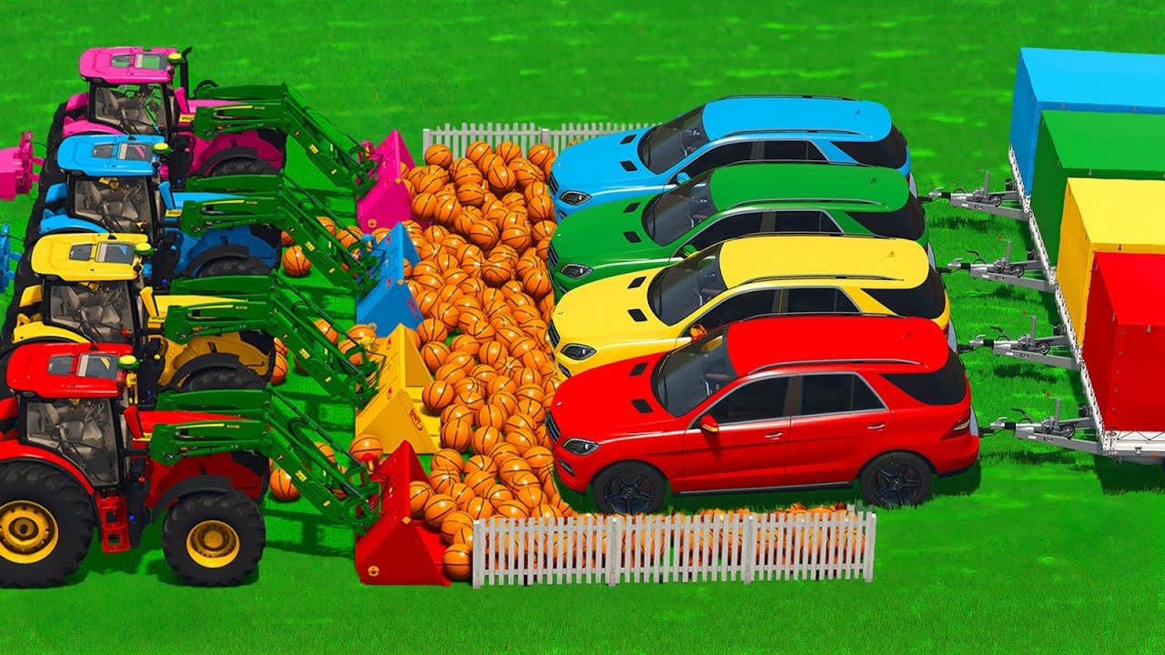 TRACTORS, CARS AND TRUCKS BATTLE ON INSANE OBSTACLE CHALLENGE - Farming Simulator 25