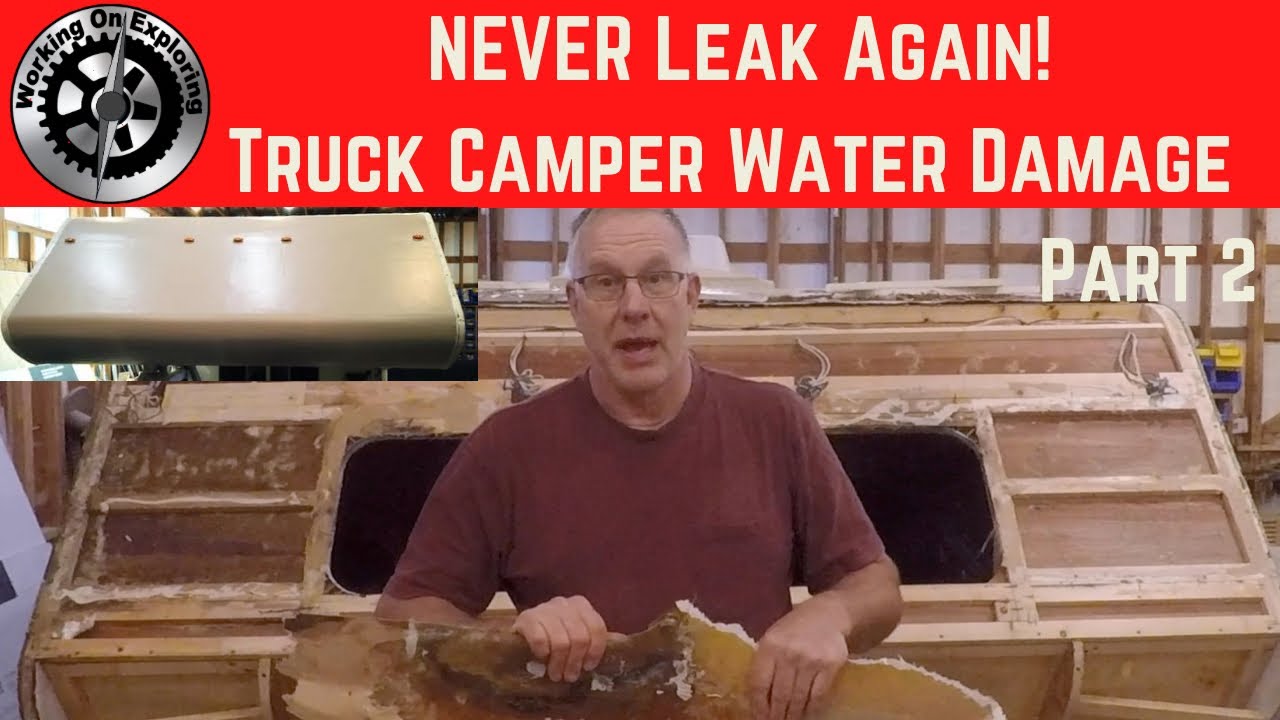 Truck Camper Water Damage Repair | Stomping out Water Leaks | Remove Front Window | Fiberglassing