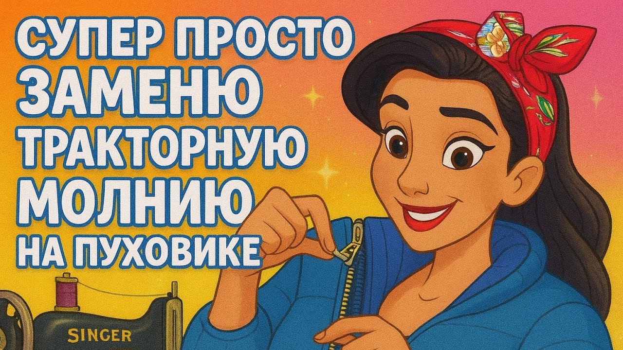 Способ замены тракторной молнии на пуховике. И пух не летит в нос! Может повторить каждый! 
