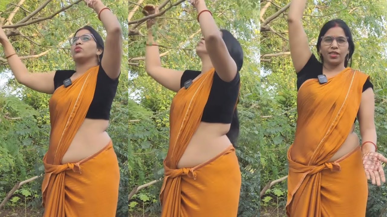 Mustard Cotton Saree Village Look | Simple Outdoor Styling with Black Blouse | Saree Lover 