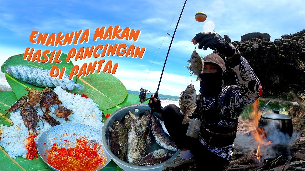 Mancing Ikan Baronang, Langsung Dipasak Dengan Campuran Sambal Setan Dan Nasi Liwet