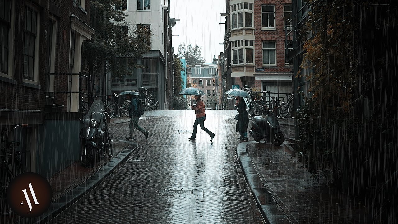 【4K UHD】Moody Rain Walk in Jordaan, Amsterdam #ASMR